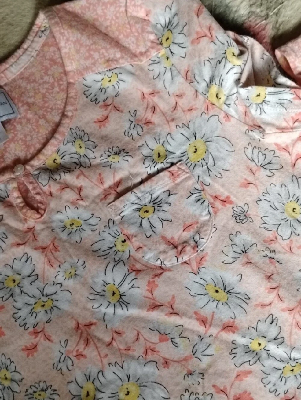Carole Hochman Peach Floral, Cotton, Short-Sleeve Sleep Shirts Medium Euc - Picture 5 of 11
